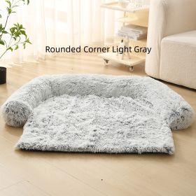 Pet Dog Plush Winter Warm Sofa Cushion (Option: Rounded Corner Light Gray-M)