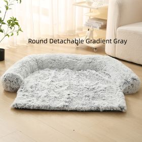 Pet Dog Plush Winter Warm Sofa Cushion (Option: Round Detachable Gradient Gray-M)