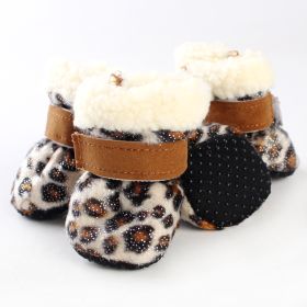 Fashion Simple Waterproof Warm Dog Shoes (Option: Leopard Print-XL)